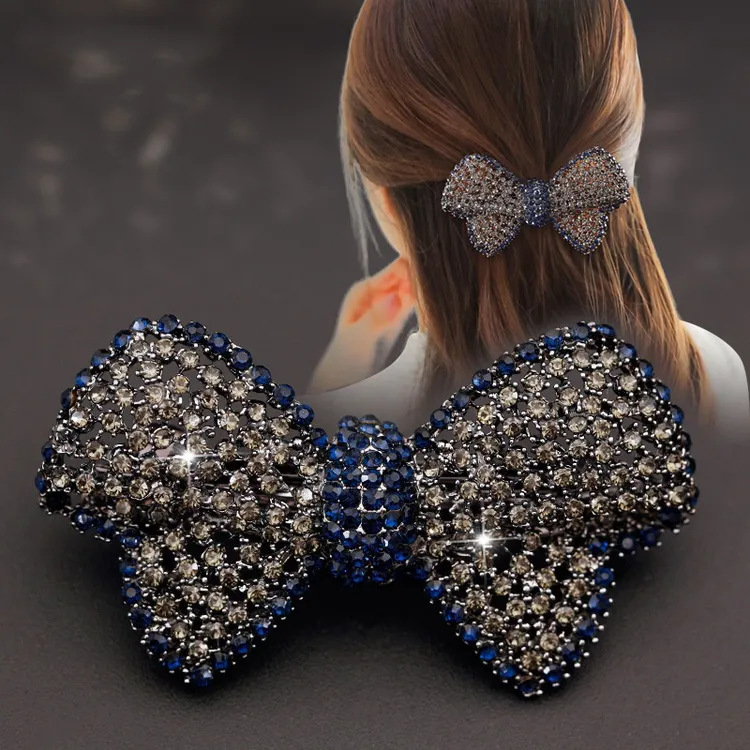 气质蝴蝶结后脑勺发夹小号半扎顶夹妈妈夹子头饰弹簧夹优雅