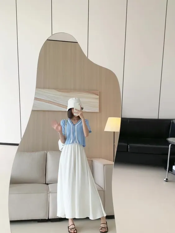 A字夏季时尚韩版显瘦半身裙高腰中长款洋气白色裙裤气质阔腿裙裤