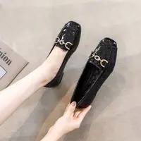 MC312单鞋女2025春秋新款浅口乐福鞋四季低跟小皮鞋平底豆豆鞋