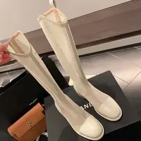 MLS219-44镂空长靴女网纱粗跟高筒透气凉靴洞洞薄款夏天网靴