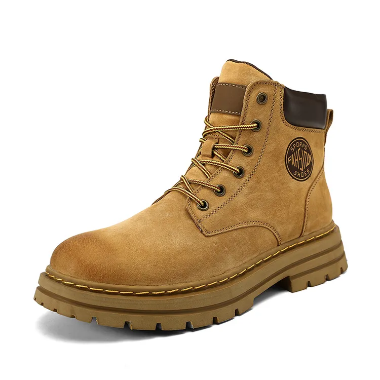 双12爆款情侣款时尚百搭秋冬大黄靴户外加绒休闲真皮工装马丁靴子