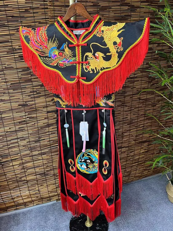 黑色龙凤款披肩凤款战裙 可定制