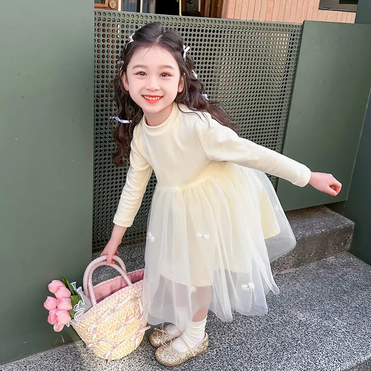 女童洋气秋装连衣裙2025新款儿童公主蓬蓬裙女宝宝秋季网纱裙子