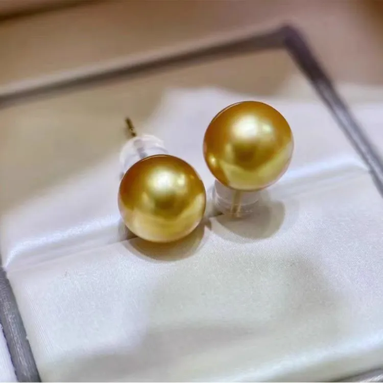 925银耳饰 气质简单南洋金强光10~14mm色空姐素耳钉百搭王妃经典