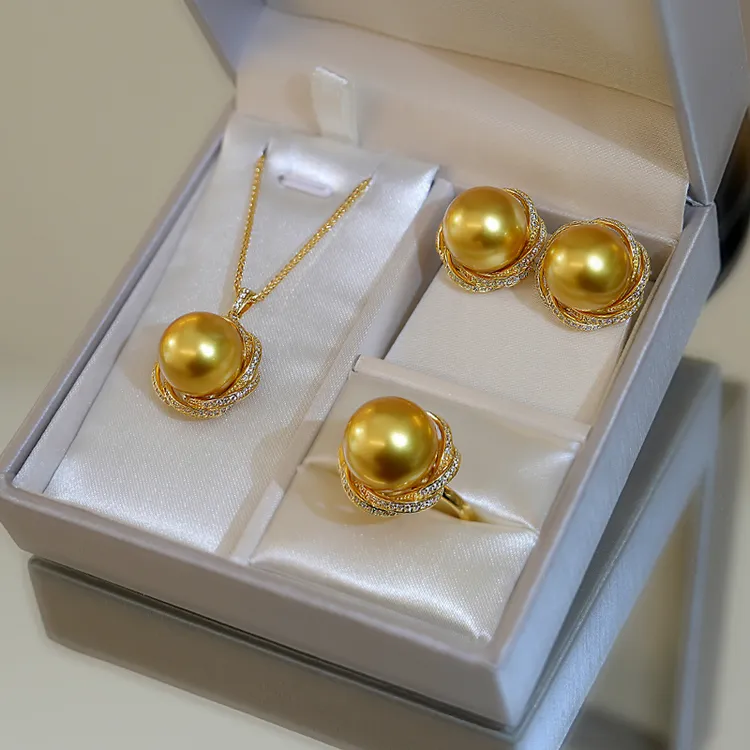 链子925银 项链吊坠大点位金色豪华奢华素款鸟巢套盒强光经典镶嵌