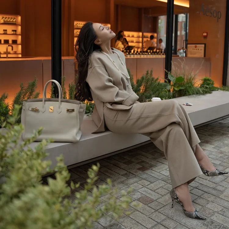 YSU【余书】轻奢纯色简约双面呢直筒高腰休闲百搭休闲裤Y303877