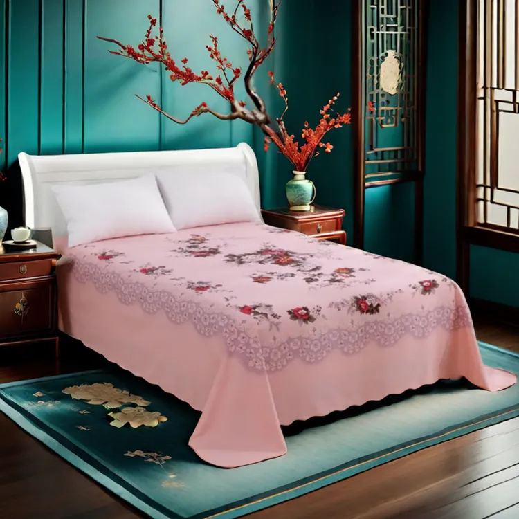 老式被单 老上海牡丹花中式加厚老粗布床单单件纯棉100%全棉圆角