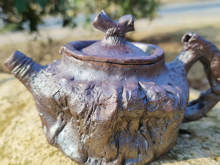 纯柴烧手捏正把壶 出断水包完美容量200CC左右落灰泾县陶窑古龙窑