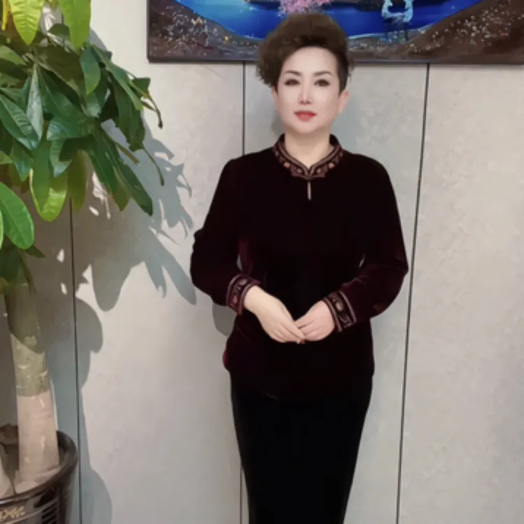 真丝丝绒中式上衣长袖复古中国风时尚气质显瘦优雅网红宽松百搭