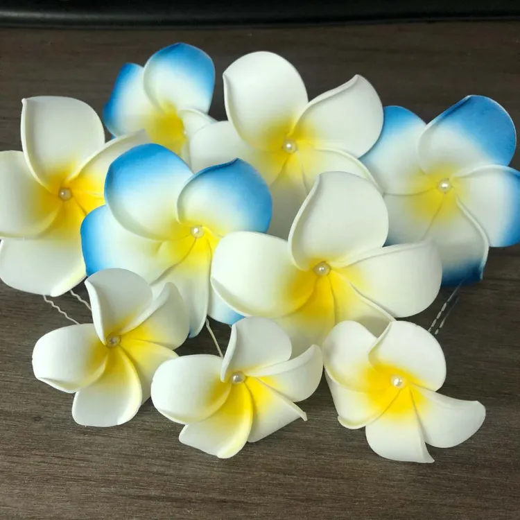锌合金发饰 仿真鸡蛋花U形发插傣族舞蹈发夹盘发发叉丸子头发簪