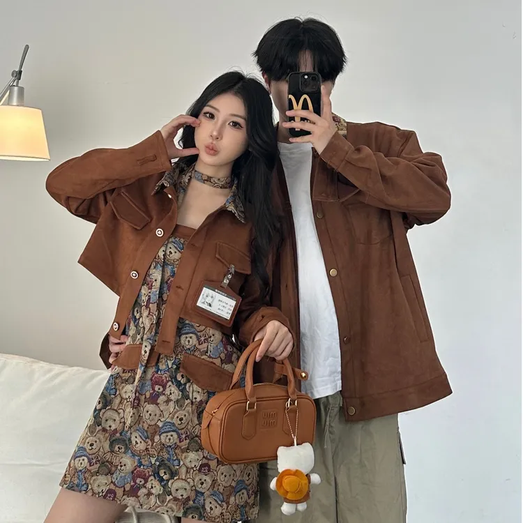情侣装秋季小众设计感韩版提花刺绣吊带裙外套两件套法式一裙一衣
