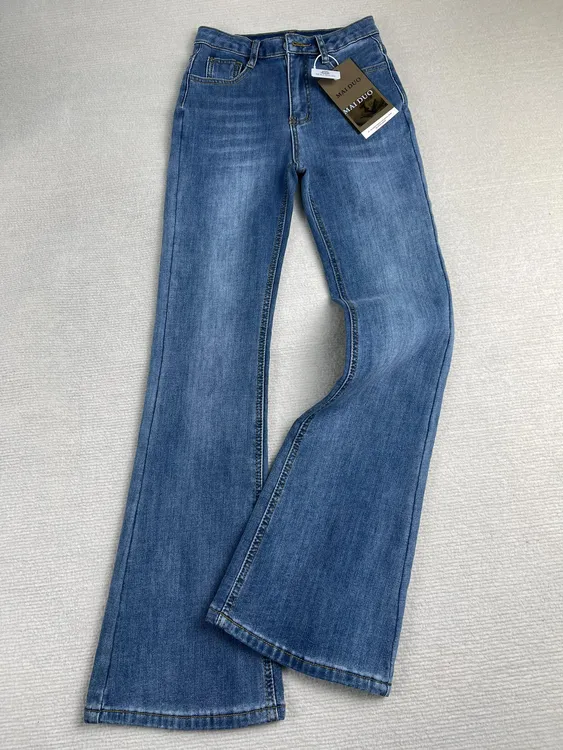 2025年春季爆款蓝色喇叭牛仔裤女高腰显瘦高个子加长版春秋拖地裤