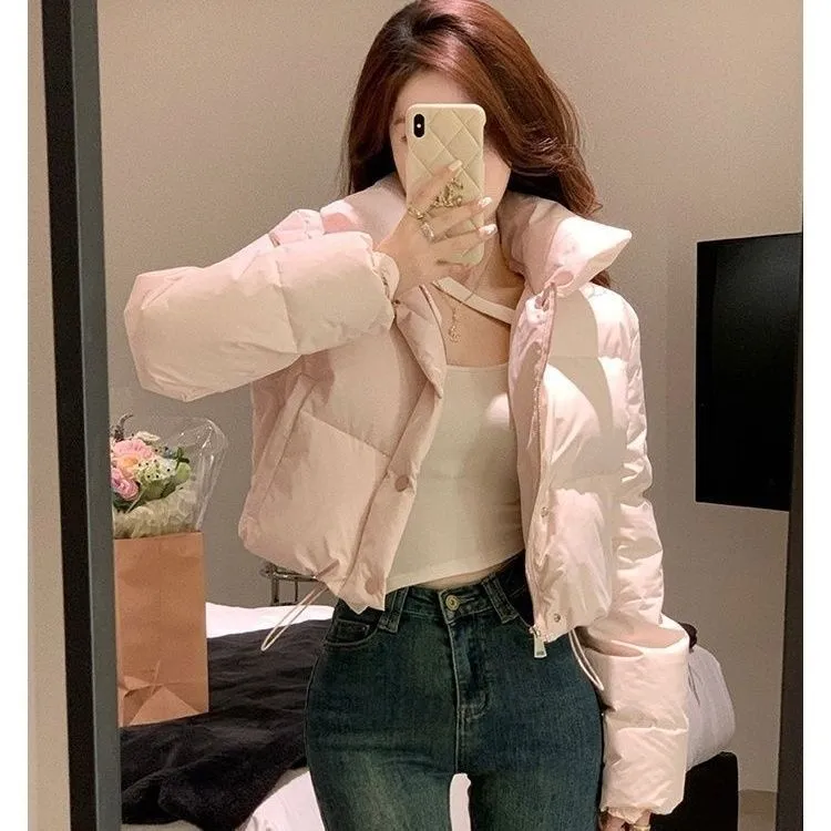 2024粉色棉服外套棉服新款冬季短款加厚面包保暖颜值百搭外套女潮