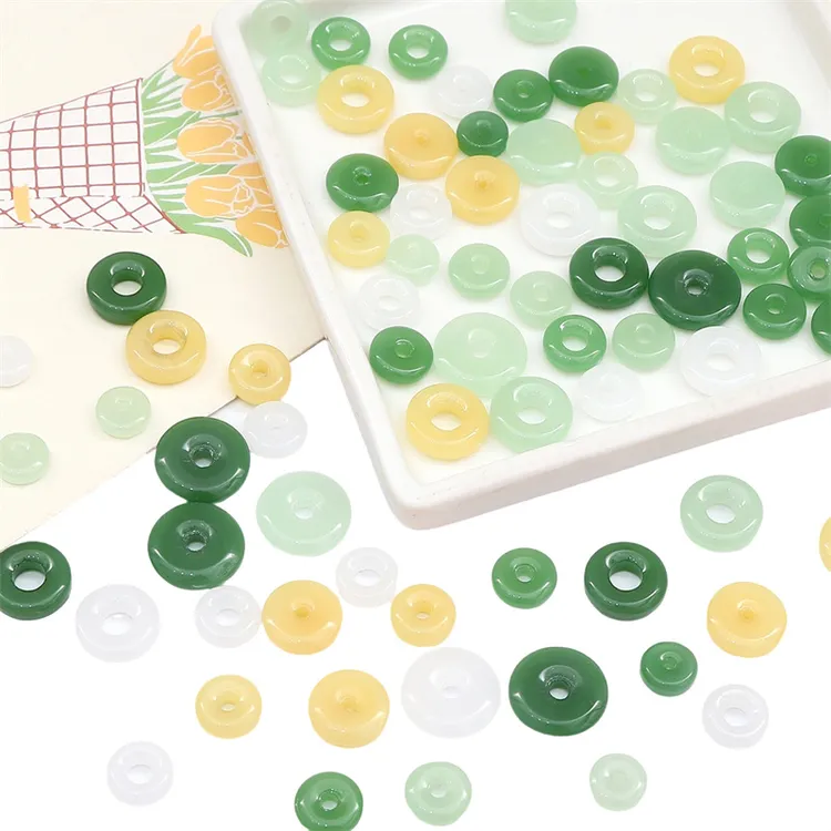 玻璃散珠平安扣手工DIY串珠玩具儿童创意手链发簪红绳配件