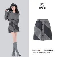 毛妮Peshe【绝美短裙】热力感穿搭 A字时尚高腰港风拼色短裤裙D8576