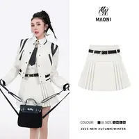 毛妮Peshe【小仙女裙】热力感 高腰修身显瘦百褶短裤裙-配腰带D8951