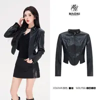 清-毛妮Peshe【酷飒女孩】2024秋款时髦街头辣妹皮衣夹克外套D9765