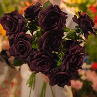 黑巴克 玫瑰花 手感花 餐桌花 超高级感 暗黑色系 仿真花