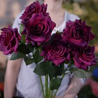 超大鱼子酱玫瑰花 新款加大手感保湿玫瑰花 餐桌花美式风格仿真花