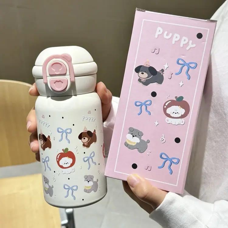 双饮保温水杯少女心高颜值2025新款不锈钢大容量网红可爱吸管杯子