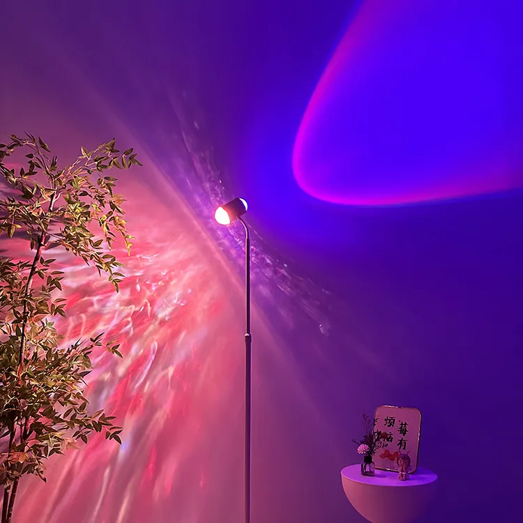 2025升级双头混色合体水波纹氛围客厅夕阳投影落地灯背景落日地灯