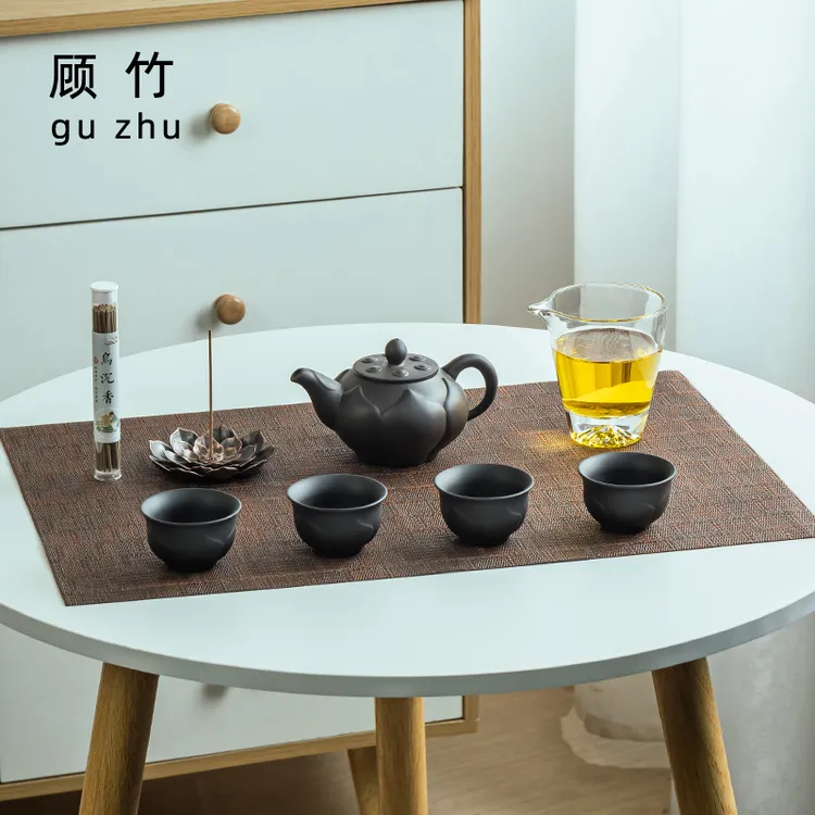 顾竹原矿紫砂功夫茶具小套装高档家用泡茶壶茶杯简约办公会客整套