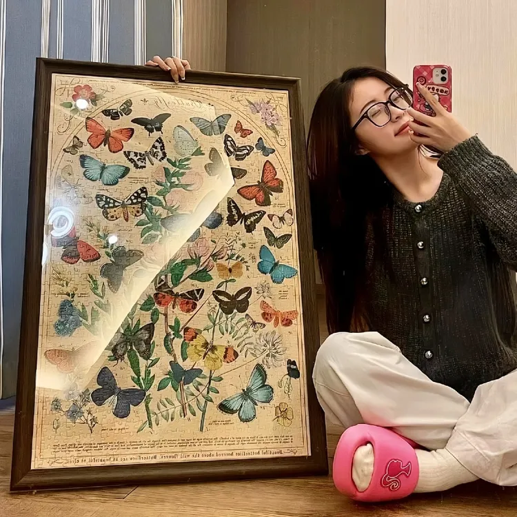 《蝶语》木质拼图顺丰包邮拼图积木拼豆小众藏了很久的蓝拼图正版