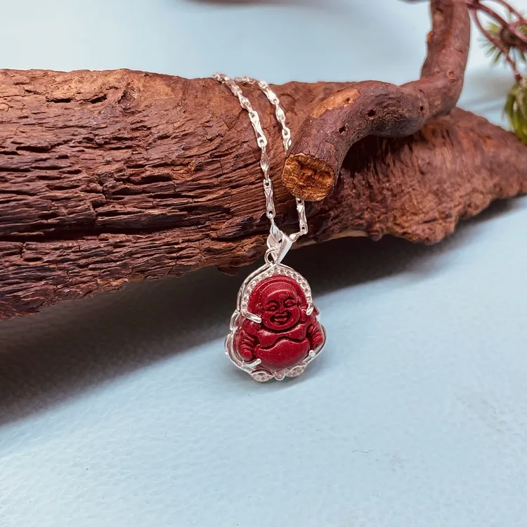 足银珐琅银制品 时尚银镶佛公挂坠  ZJS