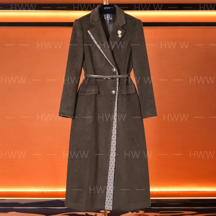 HWW轻奢设计师女士气质秋冬修身时尚大气收腰大衣DHZRR405165