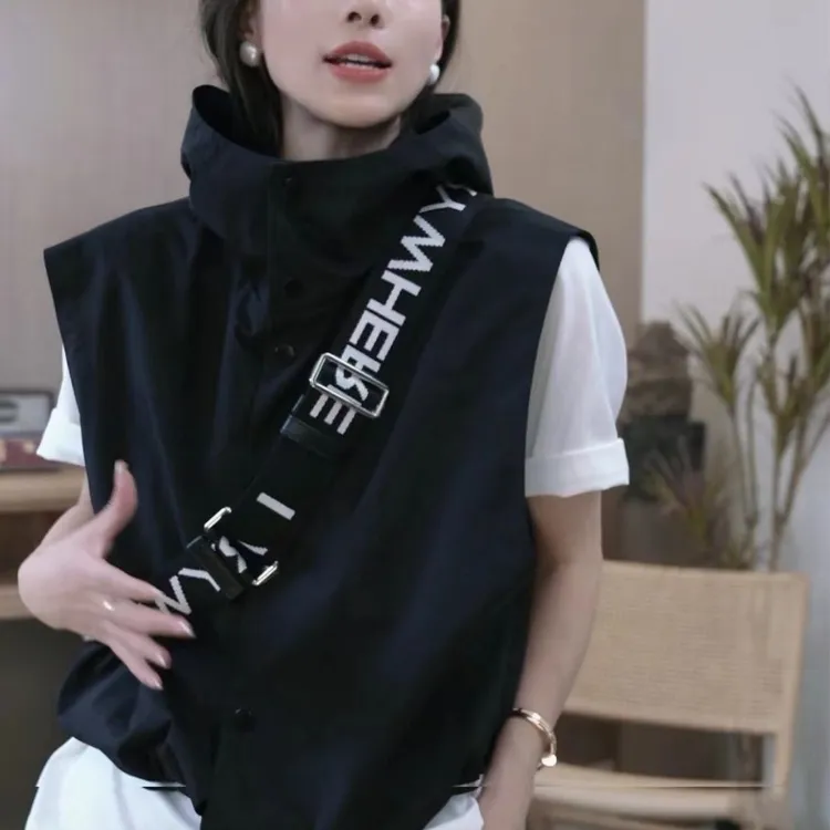 9985#背心马甲时尚百搭叠穿坎肩四季穿搭外套潮休闲连帽马甲