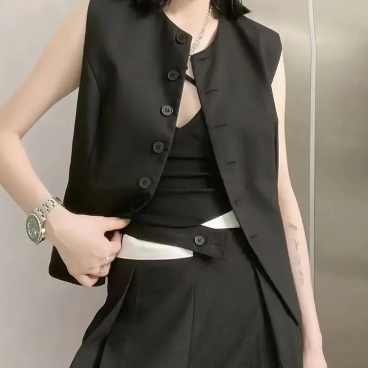 11529时尚创美春夏新款单排扣设计收腰显瘦气质夏季修身西装马甲