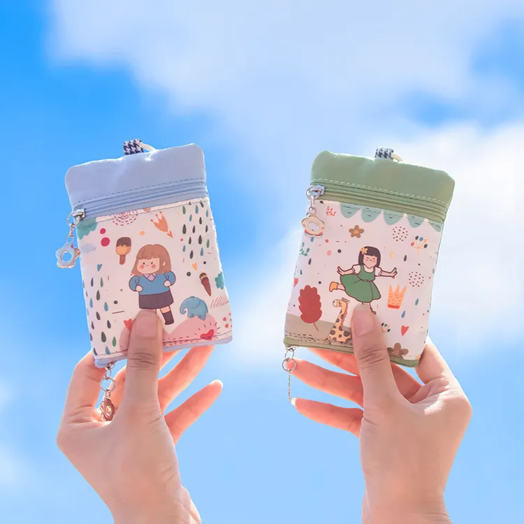 家门钥匙包抽拉式2025可爱布艺双层锁匙袋上下班汽车钥匙保护套商品图