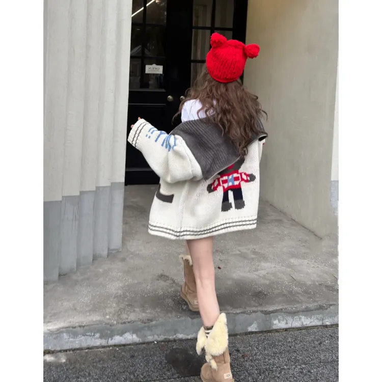 2024新款秋冬季毛毛衣开衫外套女加厚设计感宽松针织上衣红人上新