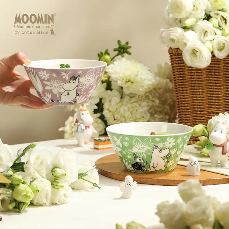 蓝莲花moomin姆明餐具骨瓷米饭碗家用陶瓷可爱好看个人专用吃饭碗