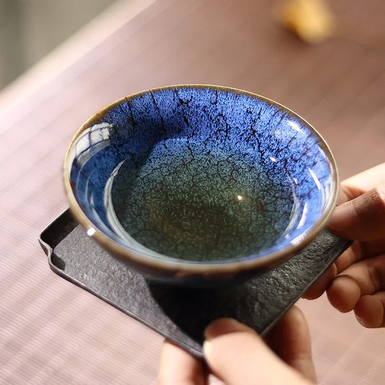 窑变茶杯陶瓷茶盏功夫小茶杯主人杯单杯建盏茶具茶碗品茗杯斗笠杯