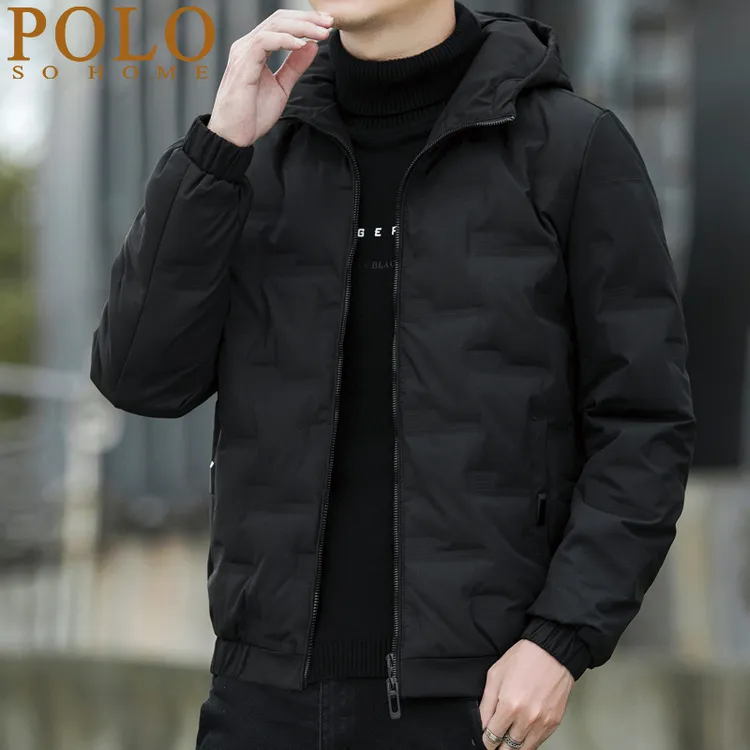 保罗冬季轻薄羽绒服男短款连帽新款加厚白鸭绒休闲保暖冬装外套潮