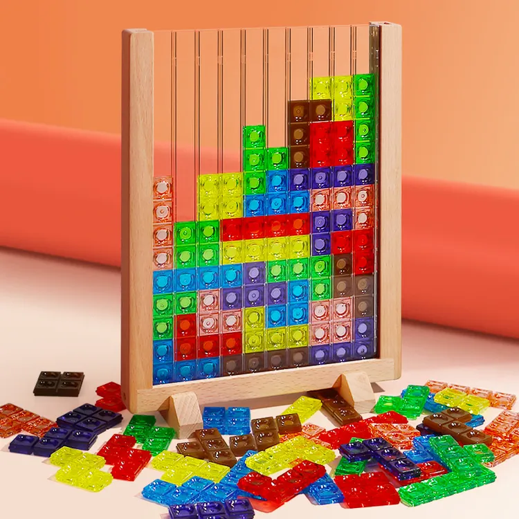 俄罗斯方块儿童益智玩具3d立体拼图积木思维训练早教手眼创意彩色