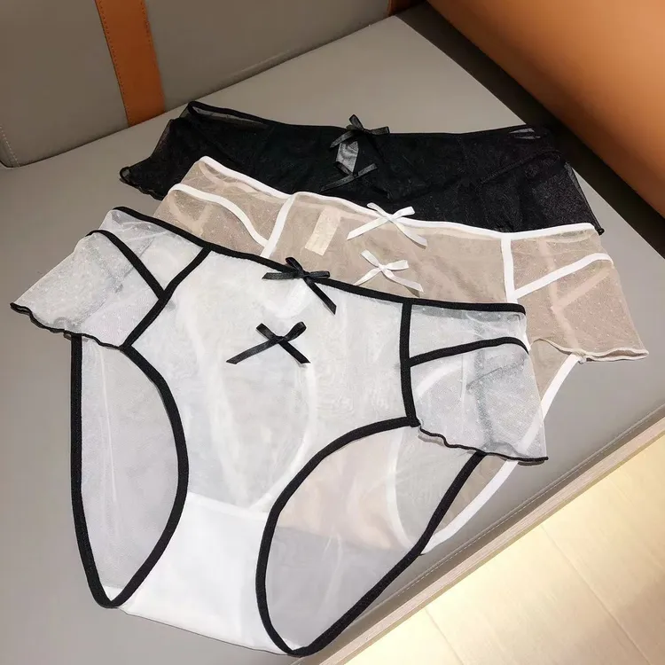 3条装大码女士中腰蕾丝内裤舒适时尚薄款性感透气适合120 - 200斤