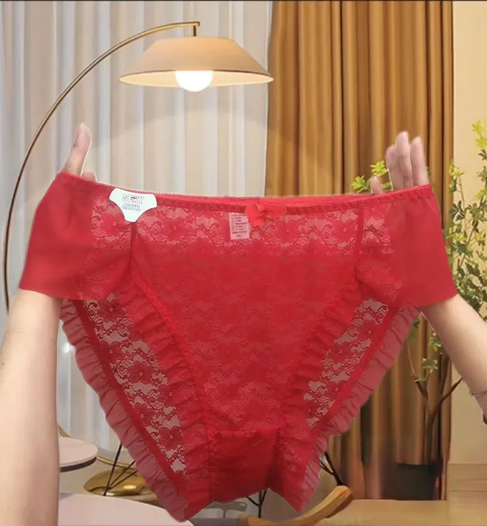 260斤高腰新款大码红色蕾丝女士mm性感三角裤网纱透气时尚舒适