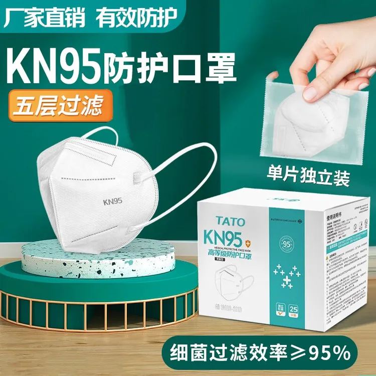 【国标KN95】独立包装高等级一次性3D立体防护口罩5层防护口罩白色