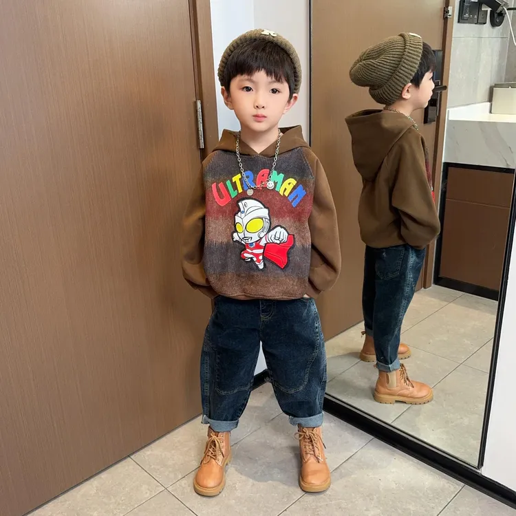 巴拉斋新品奥特曼衣服男童秋款卫衣套装2024新款春秋季痞帅气儿童