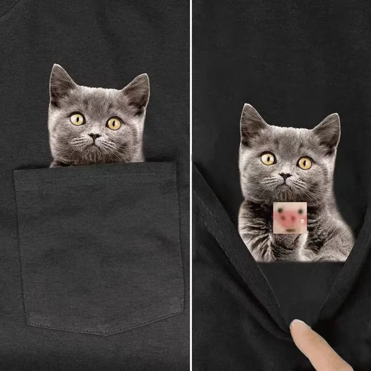 【曲奇】小猫嘴替手势短袖衣服男女通用可户外衣服