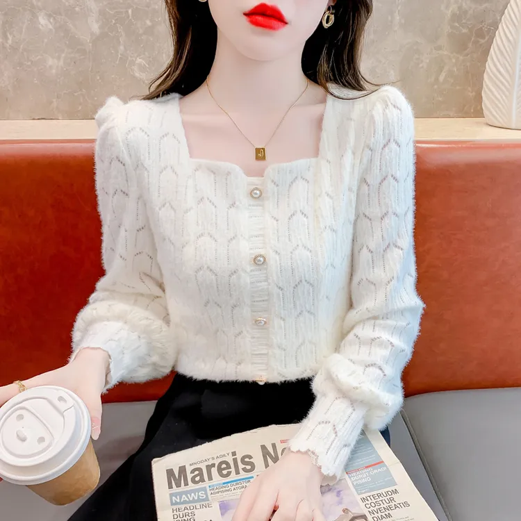 韩版加绒方领蕾丝打底衫女士秋冬季2025爆款洋气内搭小衫显瘦上衣