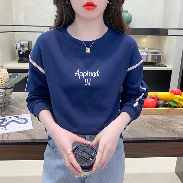 春秋薄款宽松长袖T恤女士减龄美式卫衣时尚打底上衣秋衣外穿女装