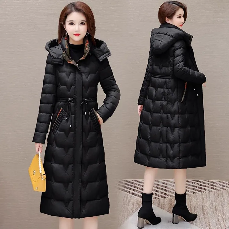 气质连帽棉服外套女冬季新款棉衣洋气高端显瘦中长款加厚保暖大衣