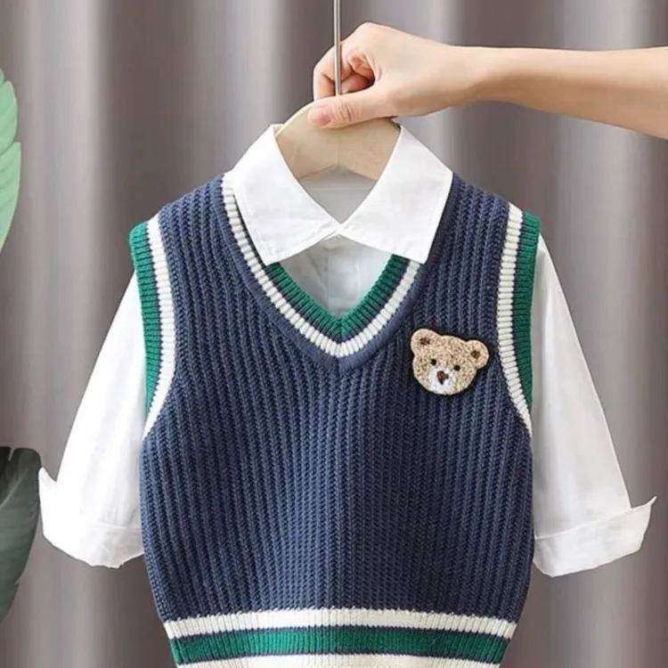 巴拉童年儿童毛衣洋气针织衫婴儿秋季马甲2024春秋季幼儿园宝宝小
