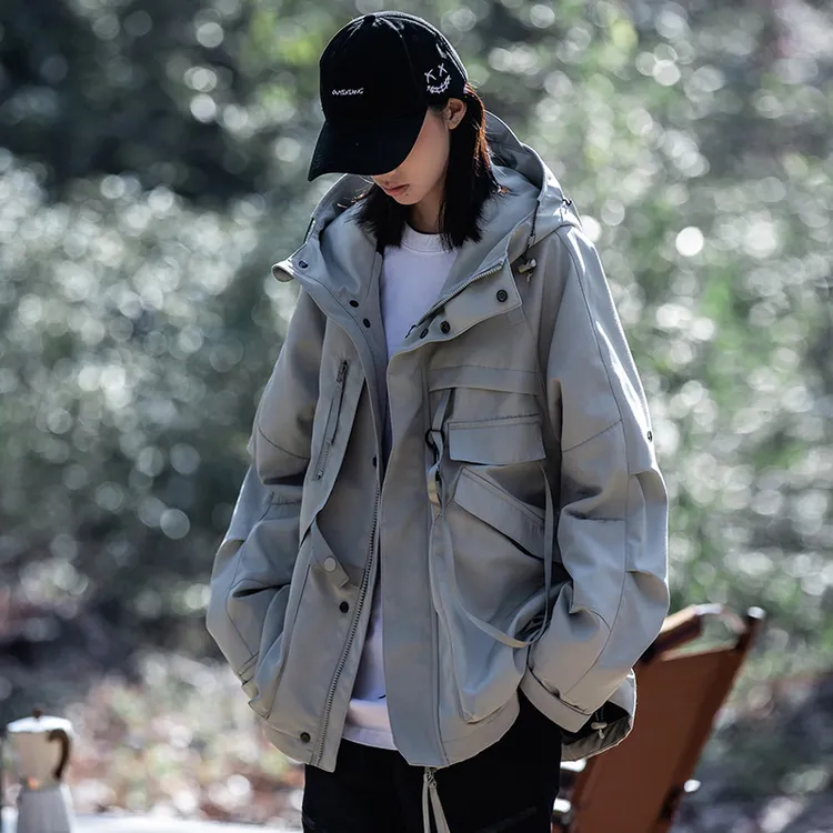 AOGZ机能连帽三合一冲锋衣式男美式情侣夹克工装外套潮男款女款