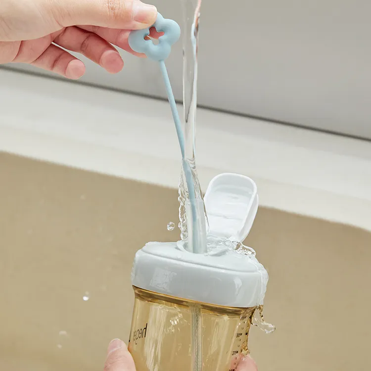 便携马卡龙色吸管刷奶瓶清洁刷细长洗吸管防污硅胶小刷子吸管杯刷