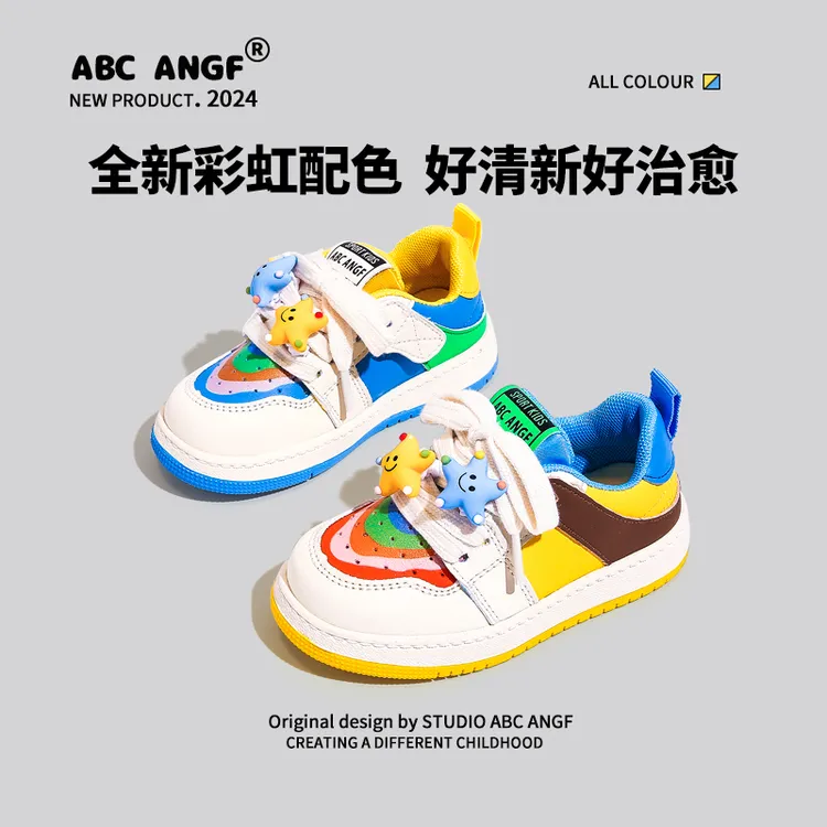 ABC ANGF彩虹鞋宝宝鸳鸯鞋冬季新款婴幼儿女宝女宝运动鞋