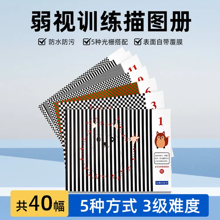 弱视训练描图册儿童远视散光视力玩具精细目力描画数字益智描红本